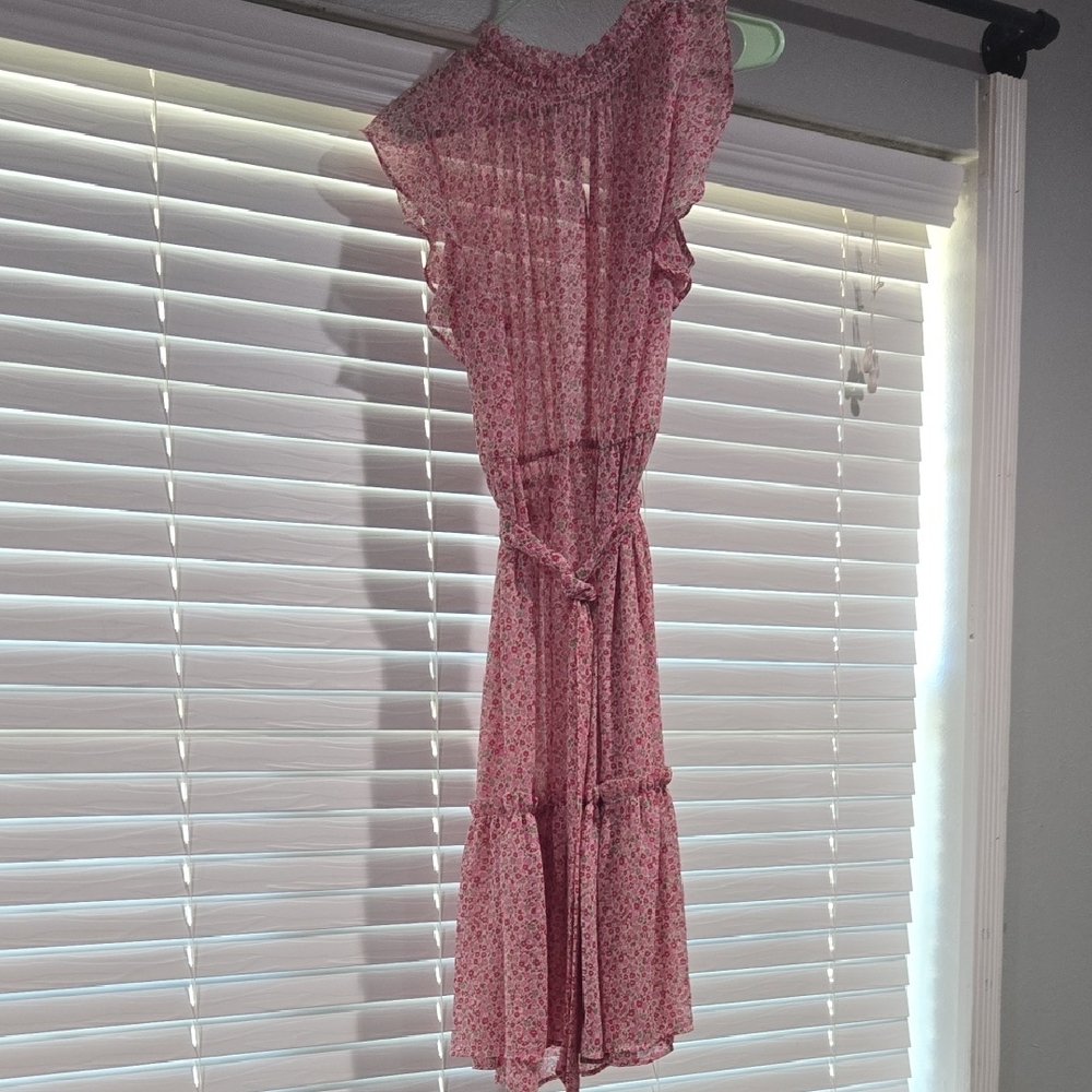 Ann Taylor Factory Pink Floral Midi Dress